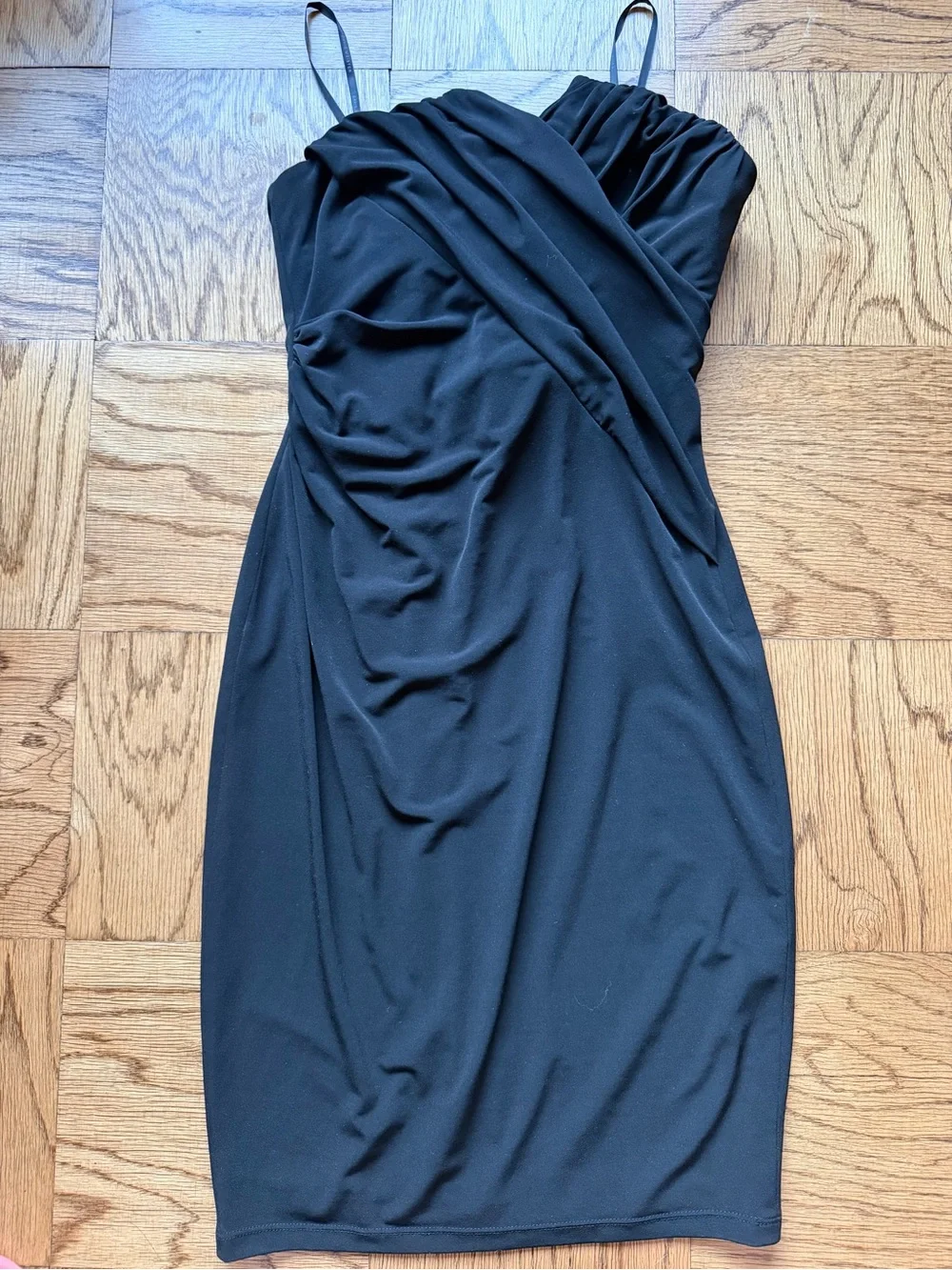 david meister dress strapless black 6 beaded back